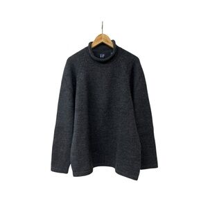 Vintage 90'S GAP Grey roll neck wool knit sweater men's L